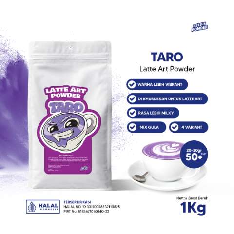 Latte Art Powder Taro 1 Kg / Bubuk Minuman Latte Art Siap Seduh Rasa Taro ala Cafe - Astery Powder