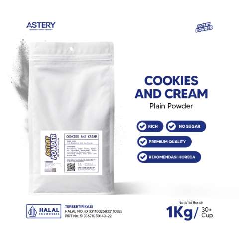 Astery Powder - 1KG Cookies and Cream Powder Plain / Cookies Powder Drink / Bubuk Biskuit Minuman / Bubuk Minuman Rasa
