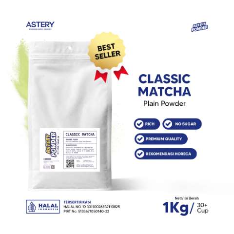 Astery Powder - 1KG Classic Matcha Powder Plain / Matcha Plain Powder Drink / Bubuk Matcha Minuman / Bubuk Minuman Rasa Teh Hijau
