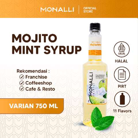 Monalli Syrup - 750 mL Mojito Mint Syrup / Sirup Mojito Mint Premium / Sirup Mocktail / Sirup Minuman Rasa